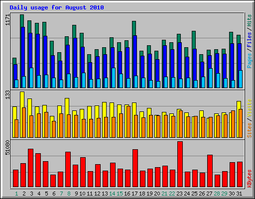 Daily usage for August 2010