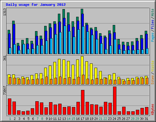 Daily usage for January 2012