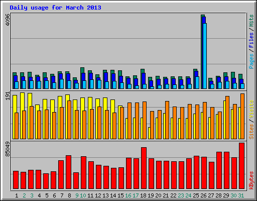 Daily usage for March 2013