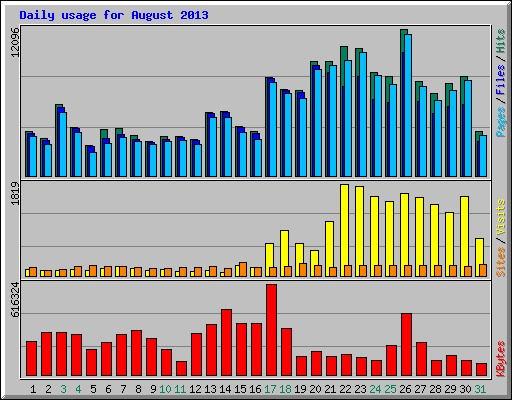 Daily usage for August 2013