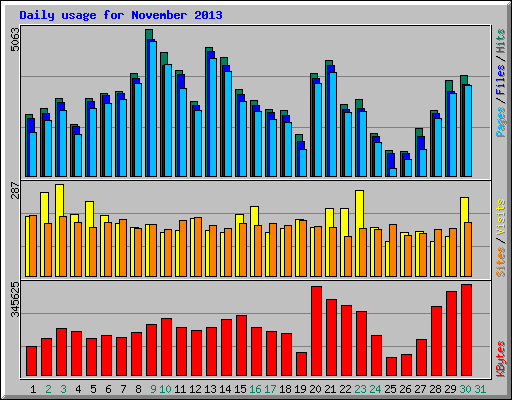 Daily usage for November 2013