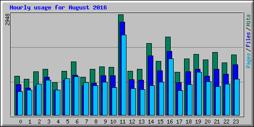 Hourly usage for August 2016